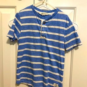 H&M Henley size 6-8 blue white stripe
